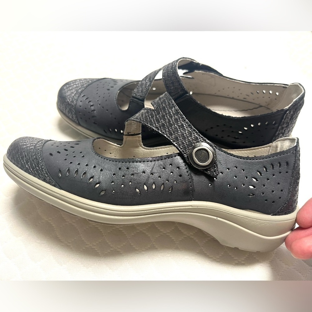 Romika Women's Cassie 55 Charcoal Black Leather Mary Jane Size 37 / 6.5 Us